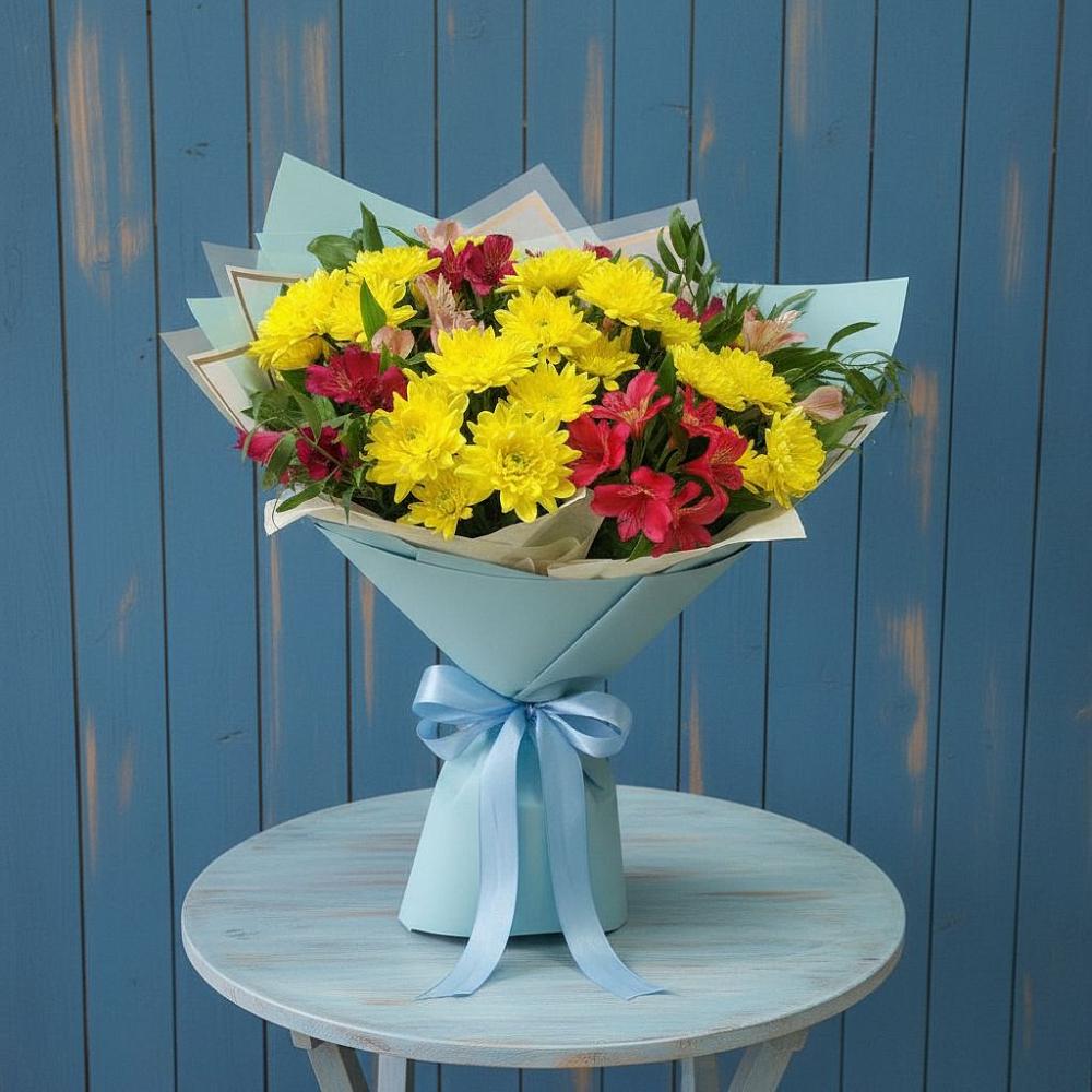Букет цветов из: Альстромерии и Хризантемы в Середейском