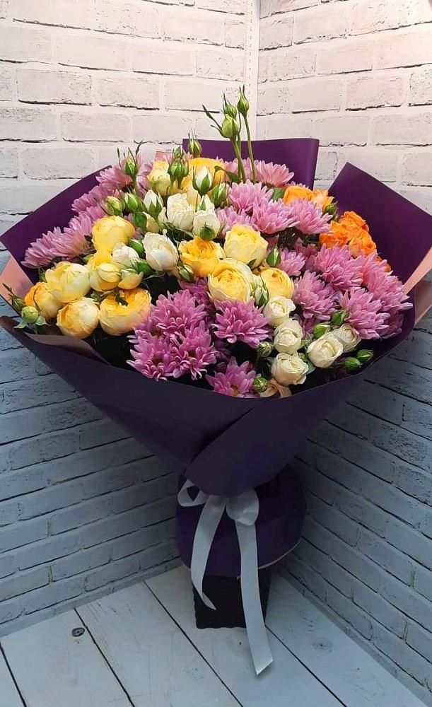 Букет цветов из: Хризантемы и Розы в Середейском