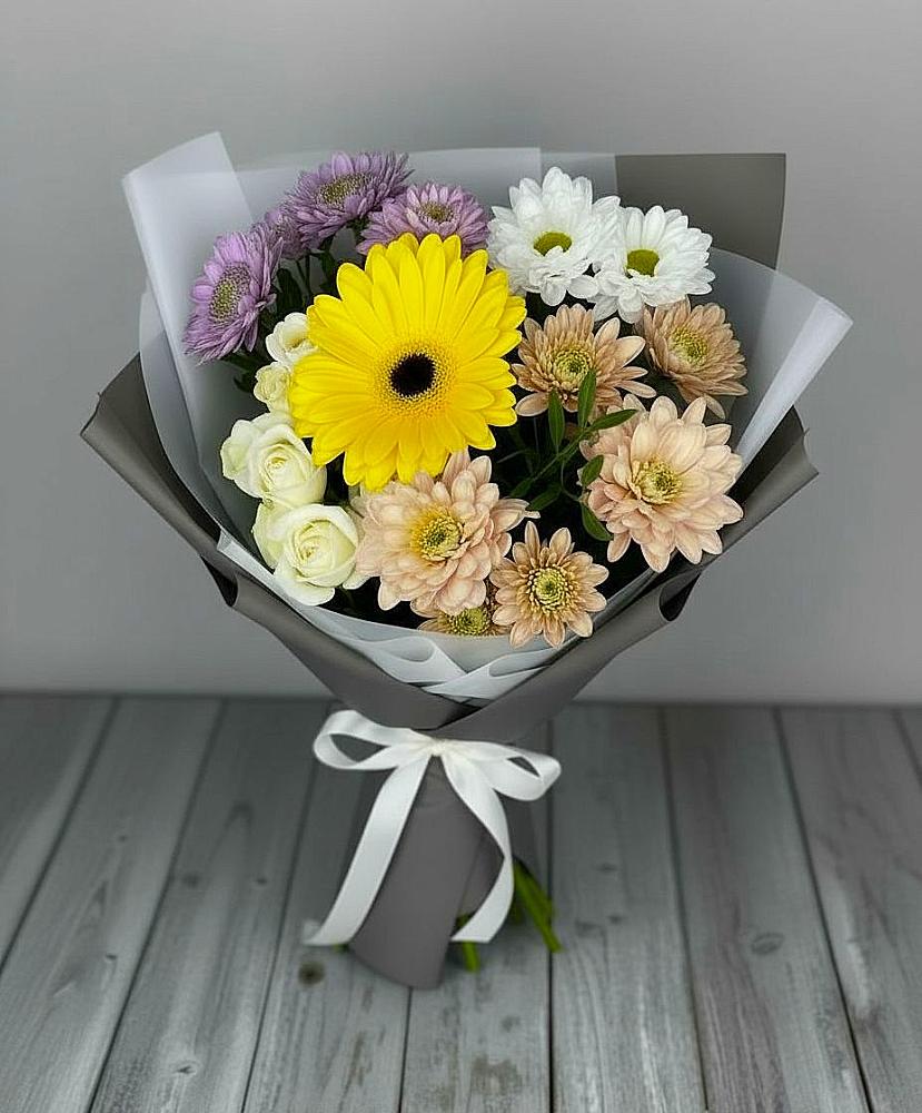 Букет цветов из: Розы, Герберы и Хризантемы в Середейском