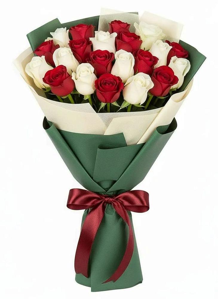 Букет Микс из красных и белых роз в Середейском