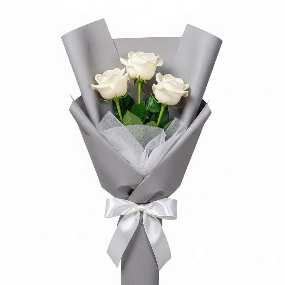 Букет 3 белые розы в Середейском