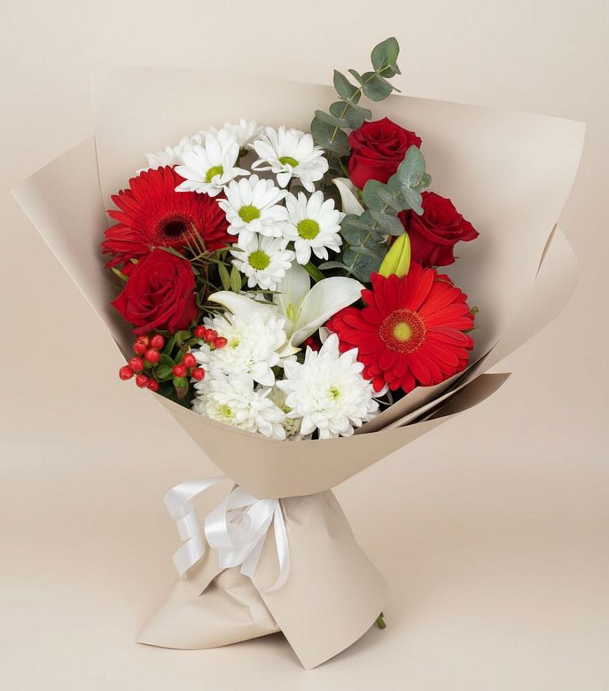 Букет цветов из: Розы, Хризантемы, Герберы и Лилии в Середейском