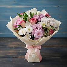 Букет цветов из:  Хризантемы, Альстромерии и Розы в Середейском