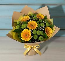 Букет цветов из:  Герберы и Хризантемы в Середейском