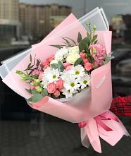 Букет цветов из:  Розы, Лизиантусы и Хризантемы в Середейском