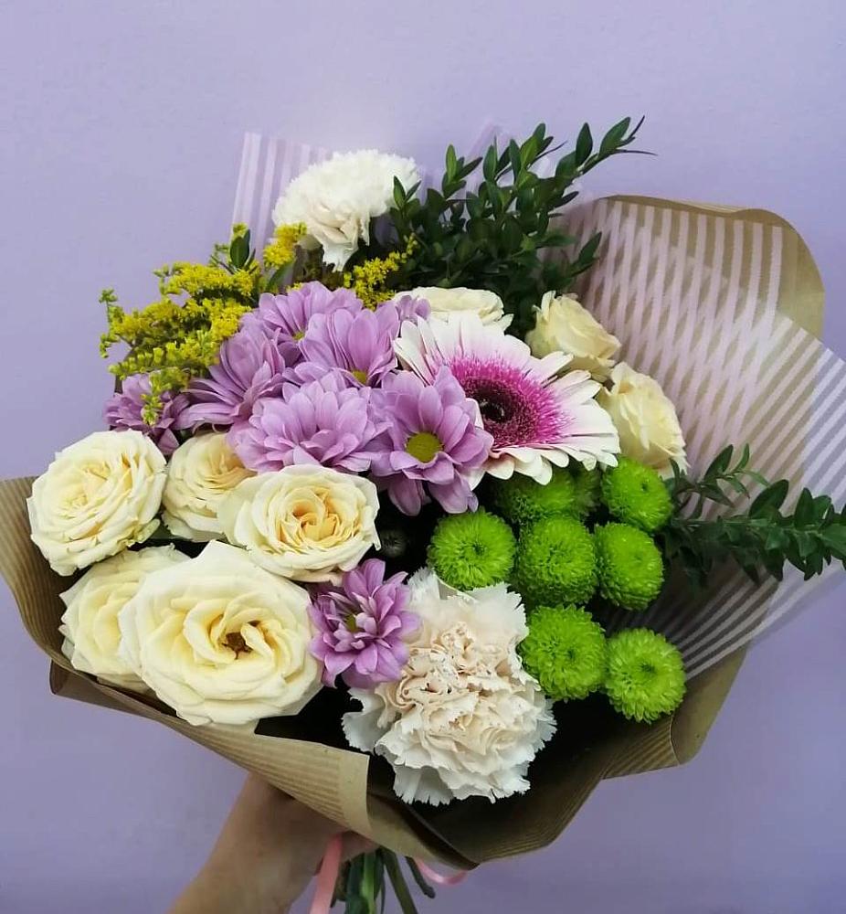 Букет цветов из: Хризантемы, Розы, Гвоздики и Герберы в Середейском