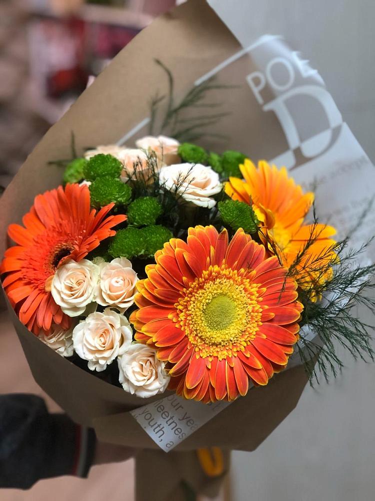 Букет цветов из: Герберы, Хризантемы и Розы в Середейском