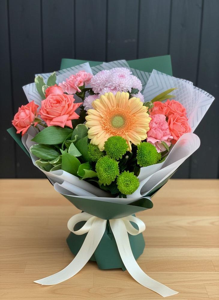 Букет цветов из: Гвоздики, Розы, Герберы и Хризантемы в Середейском