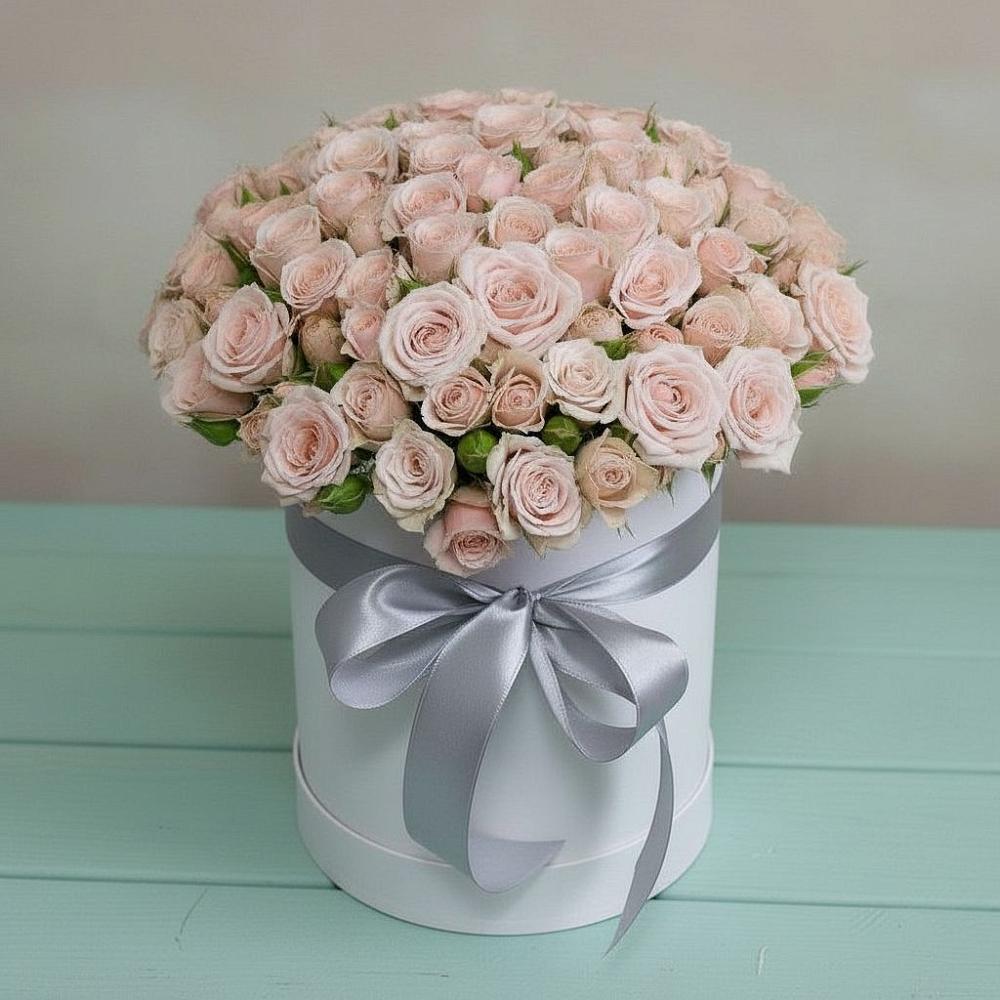 Цветочная композиция из Розы в шляпной коробке в Середейском